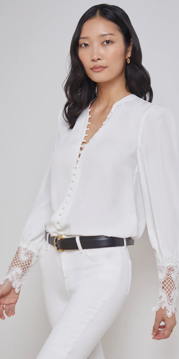 L'AGENCE Ava Lace Cuff Blouse