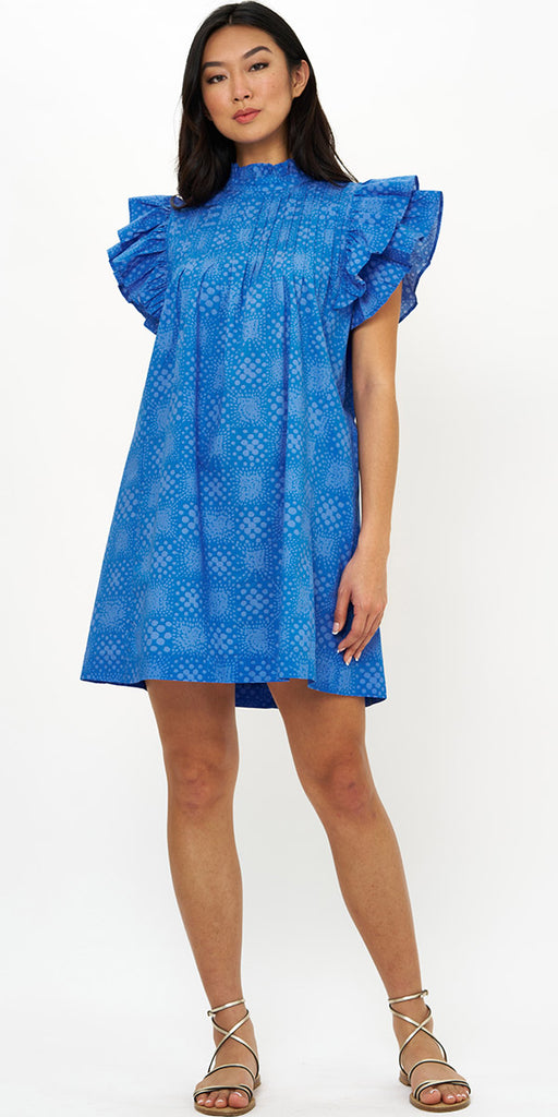 Oliphant Pintuck Ruffle Mini Dress