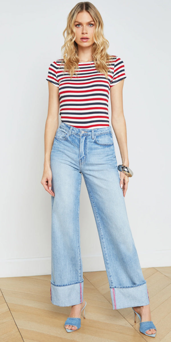 L'AGENCE Miley Wide Leg Cuff Jean