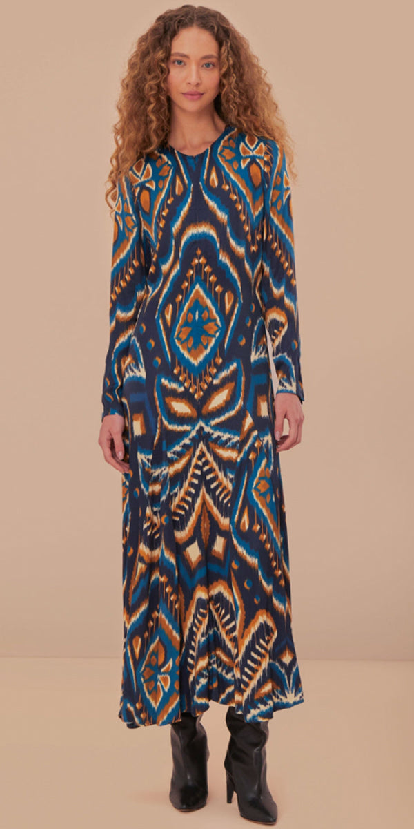 Farm Rio Pineapple Ikat Maxi Dress