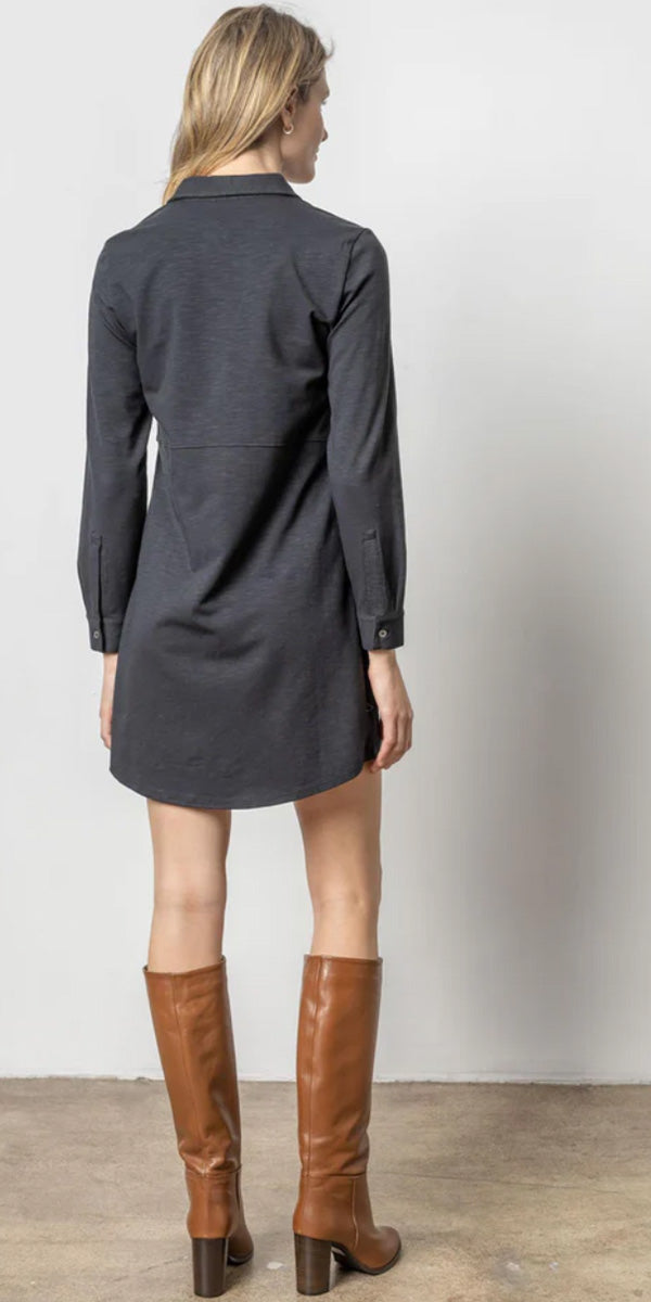 Lilla P LS Seamed Shirt Dress