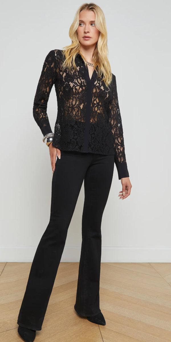 L'AGENCE Maia Lace Buttondown Top