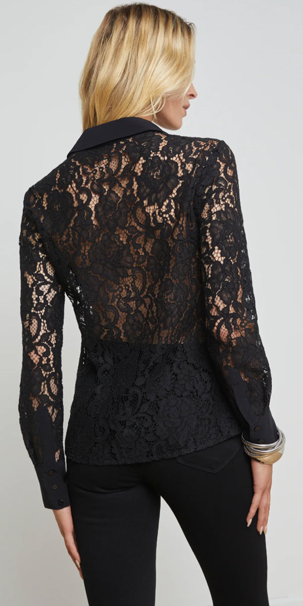 L'AGENCE Maia Lace Buttondown Top