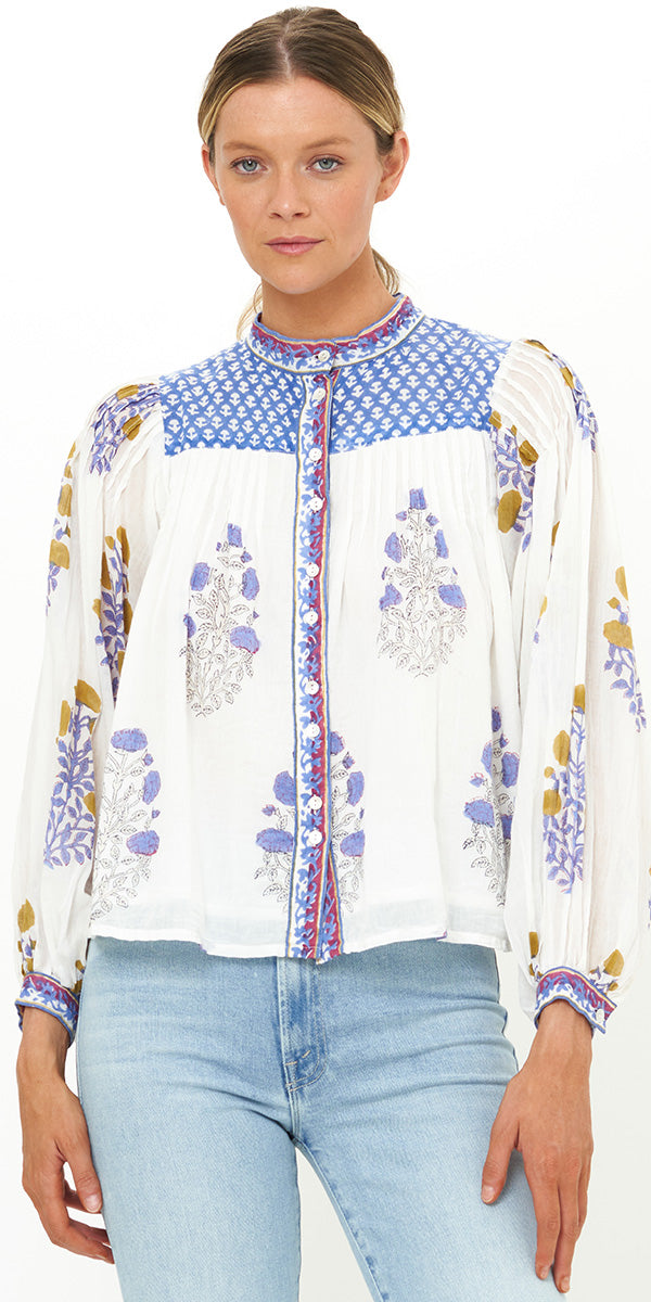 Oliphant Mandarin Pintuck Blouse