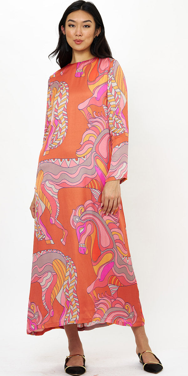 Oliphant Long Sleeve Shift Maxi Dress