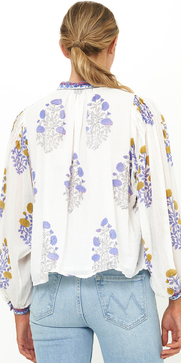 Oliphant Mandarin Pintuck Blouse