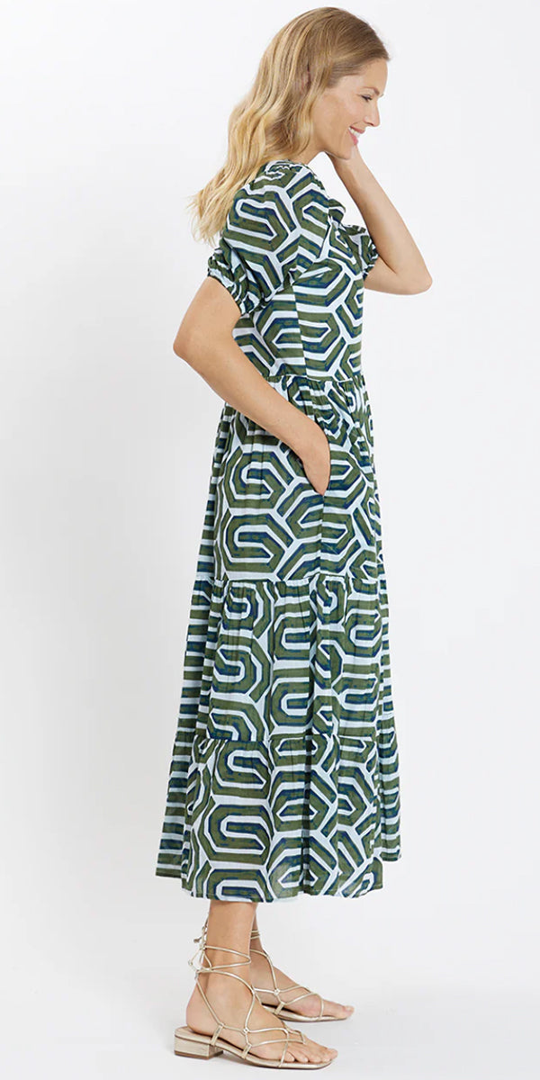 Oliphant Ruffle Collar Button Maxi Dress