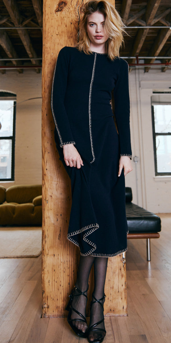 Autumn Cashmere Crew Neck Midi Dress