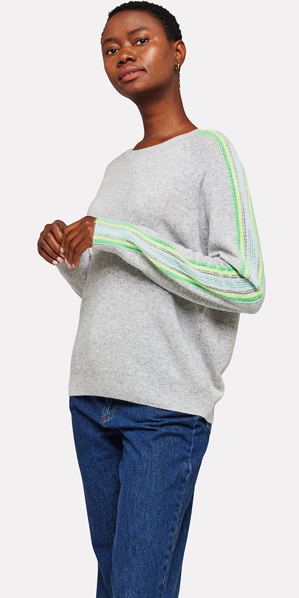 Brodie Mesh Stripe Sleeve Crew