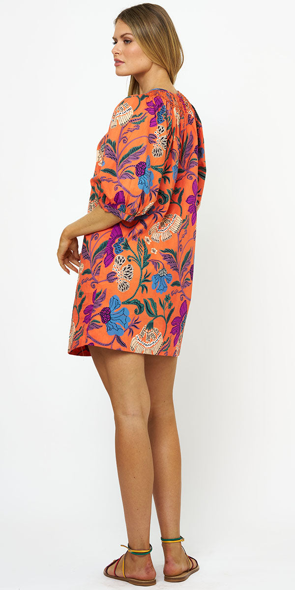 Oliphant Embroidered Button Mini Dress