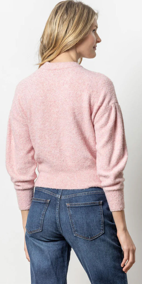 Lilla P Pleated Sleeve Crewneck Sweater