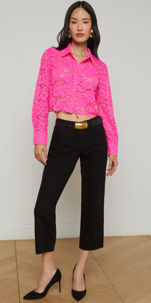 L'AGENCE Akemi Crop Buttondown Top