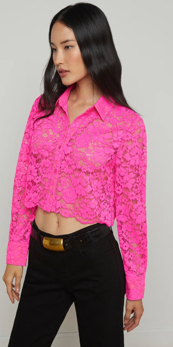 L'AGENCE Akemi Crop Buttondown Top