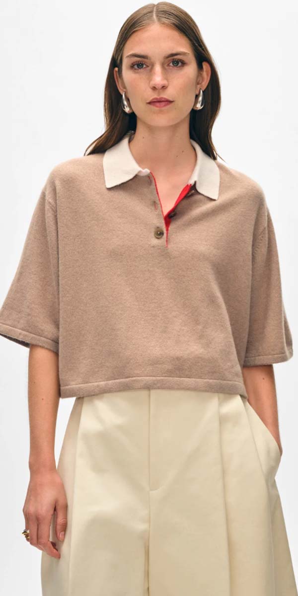 White + Warren Cashmere Crop Polo