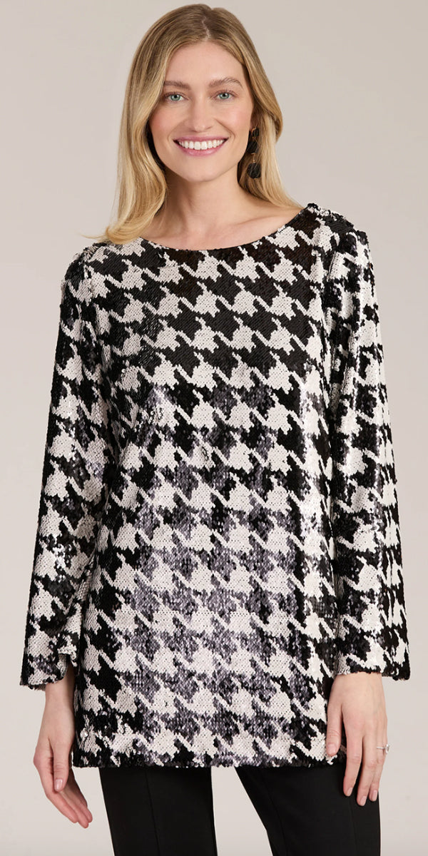 Tyler Boe Sandra Sequin Houndstooth Tunic