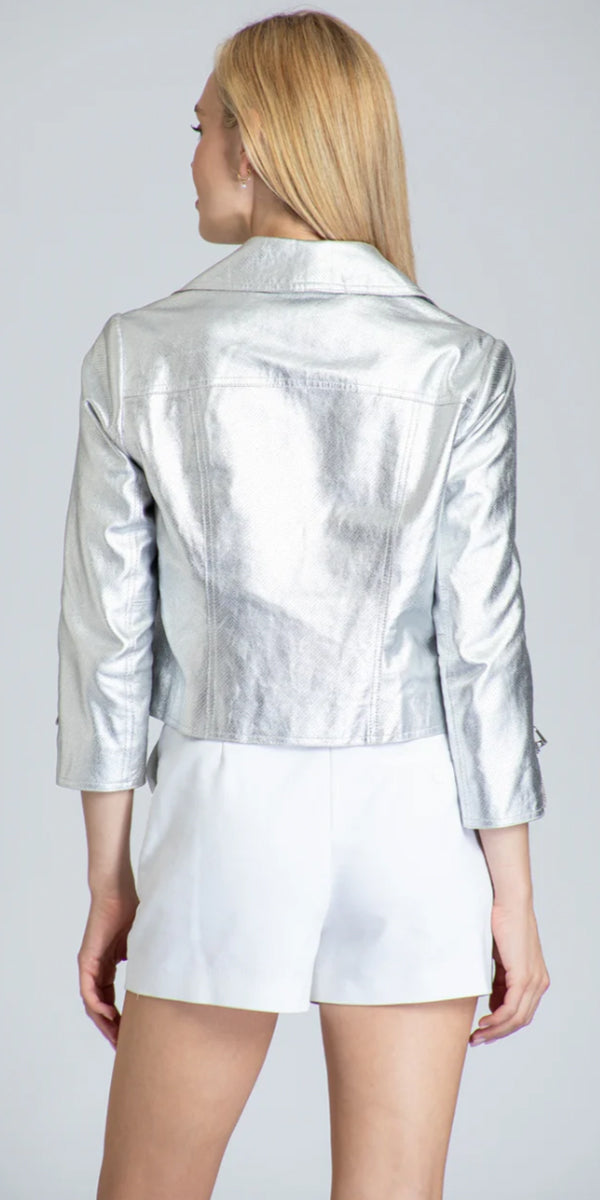 11 Uptown Silver Moto Jacket