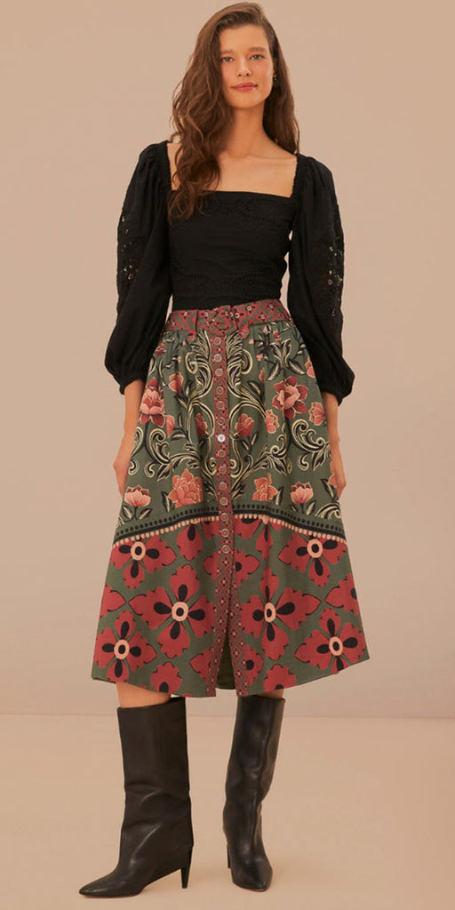 Farm Rio Arabesque Floral Skirt