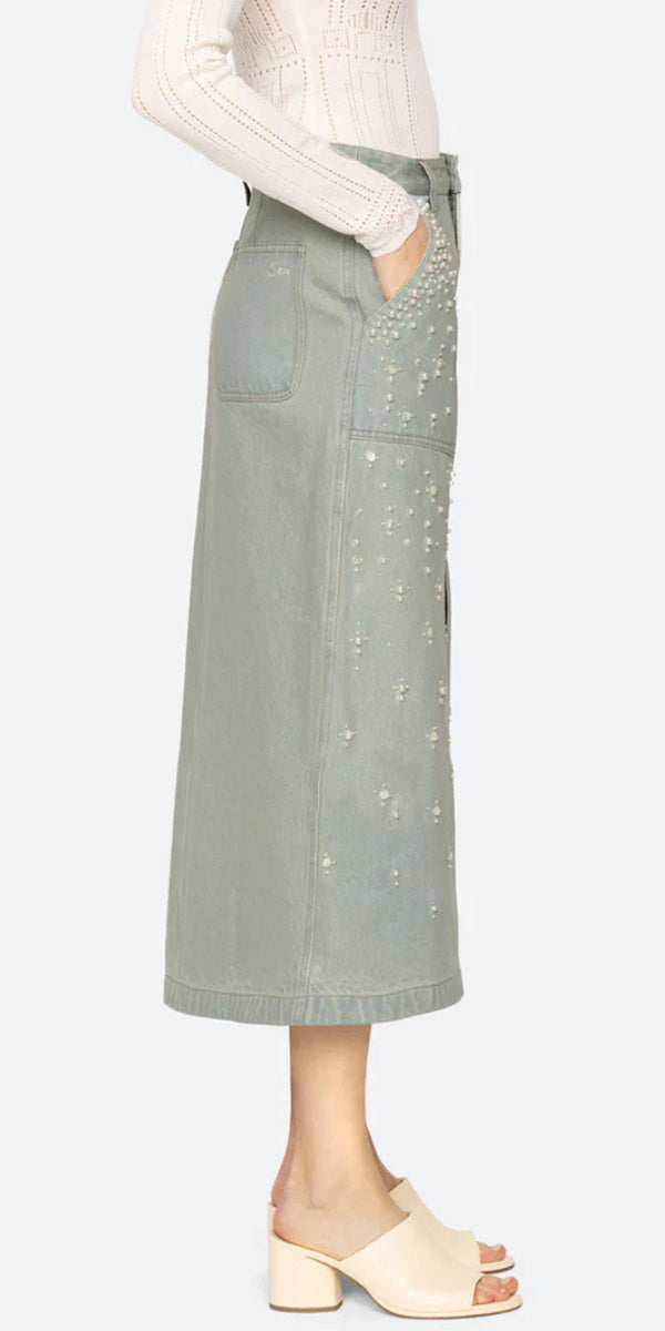 SEA NY Perlette Denim Skirt