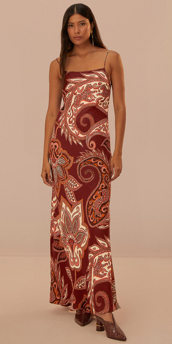 Farm Rio Leopard Paisley Slip Dress