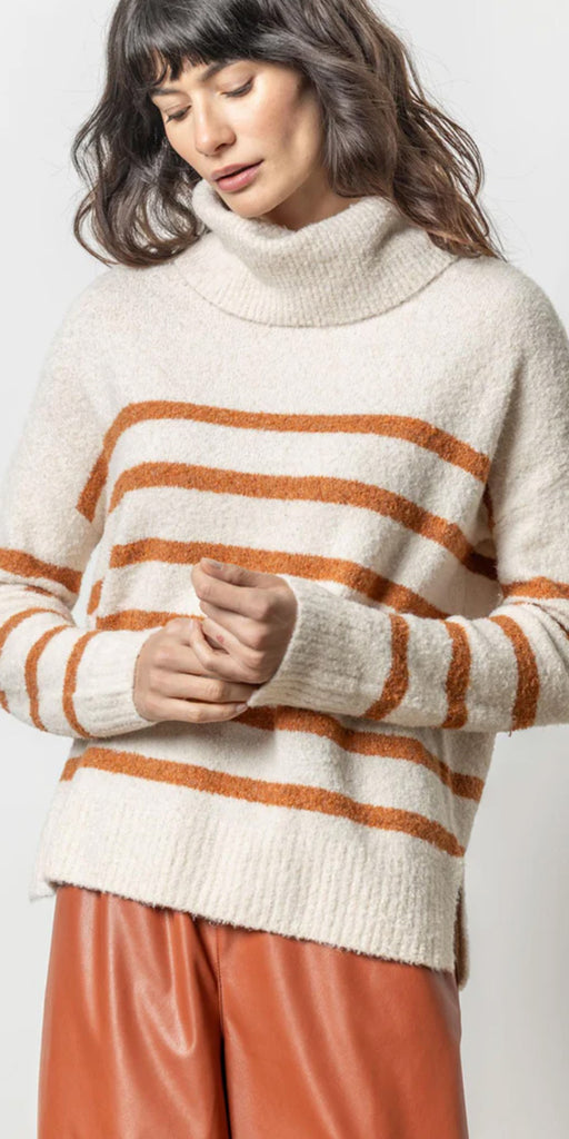 Lilla P Striped Turtleneck Sweater