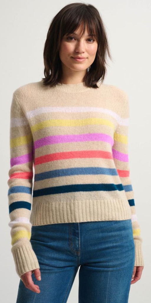 White and 2025 warren striped sweater