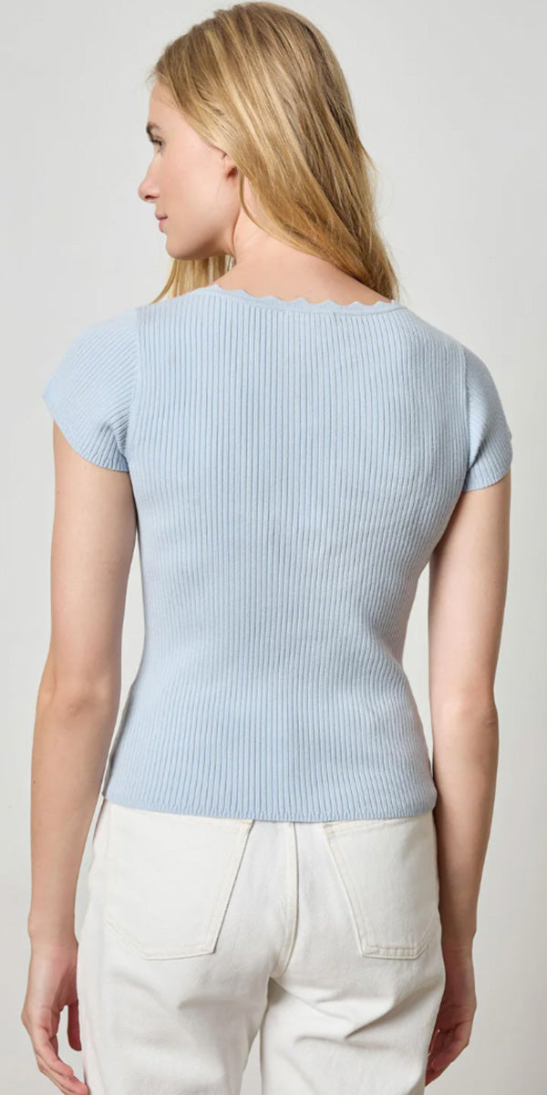 Lilla P Cap Sleeve Scallop Neck Sweater