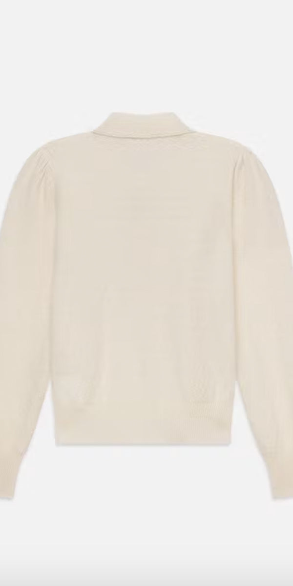 FRAME Pointelle Tie Neck Sweater