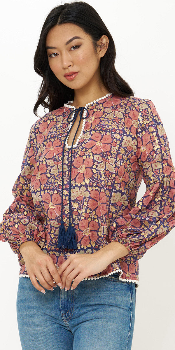 Oliphant Balloon Sleeve Tie Top