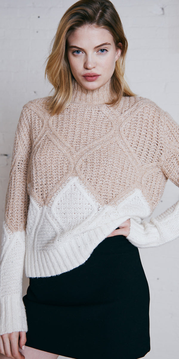 Autumn Cashmere Two Tone Diamond Sweater