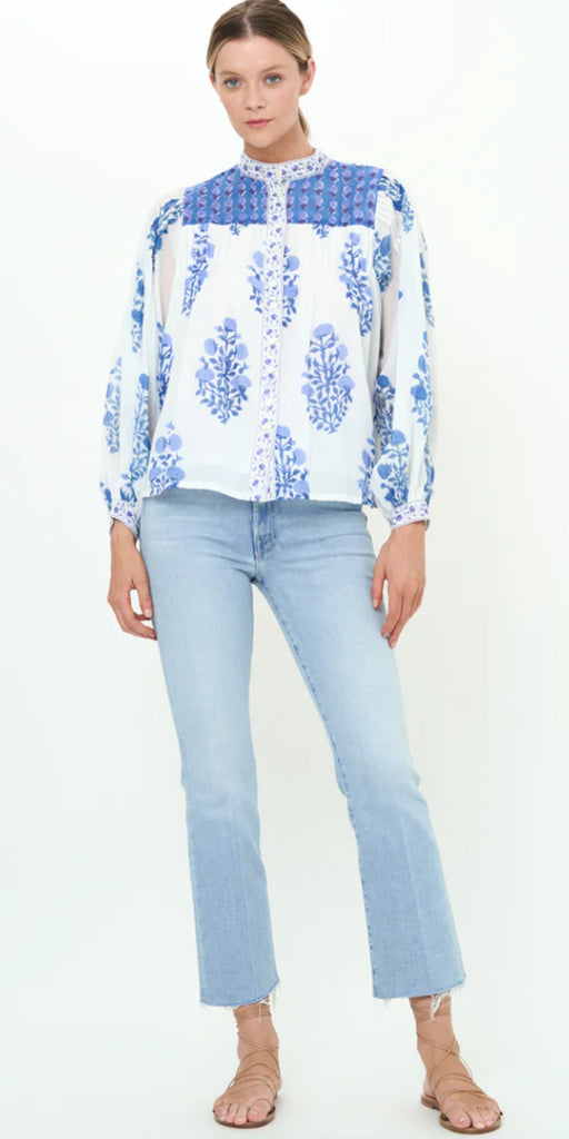 Oliphant Mandarin Pintuck Blouse