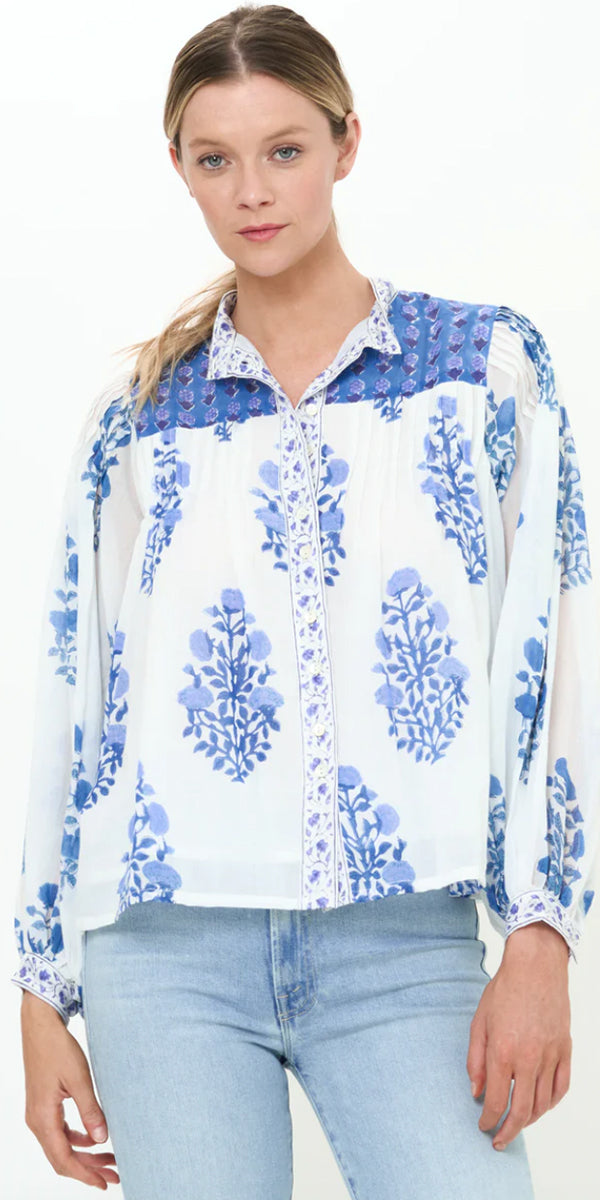 Oliphant Mandarin Pintuck Blouse