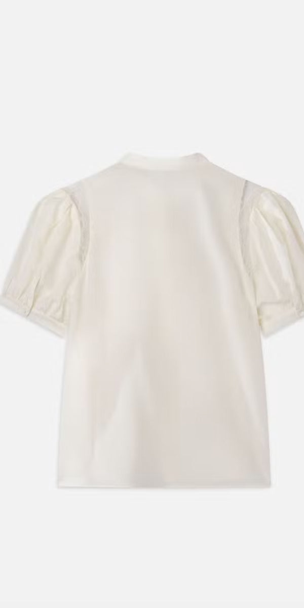 FRAME Lace Shoulder Inset Blouse