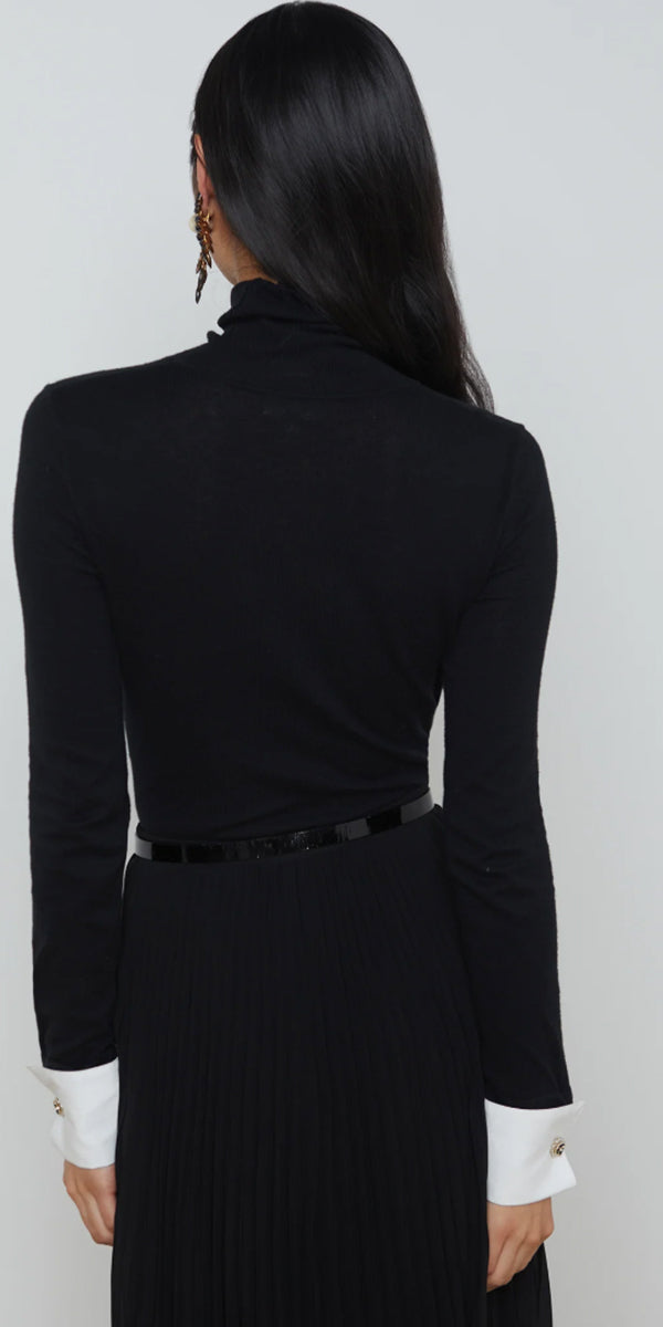 L'AGENCE Flora Poplin Cuff Sweater