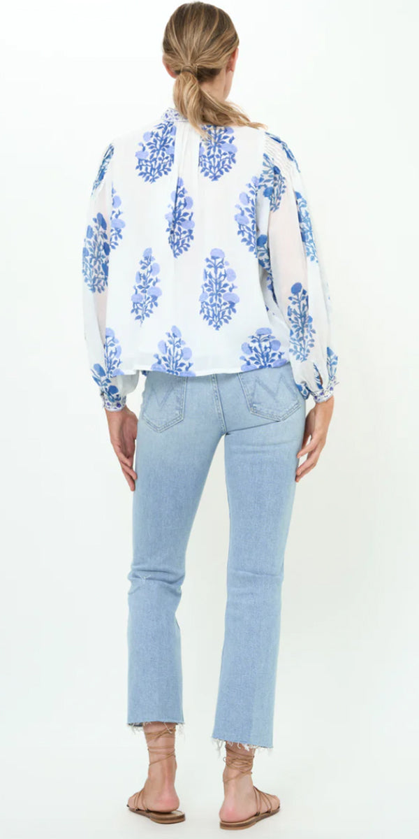 Oliphant Mandarin Pintuck Blouse