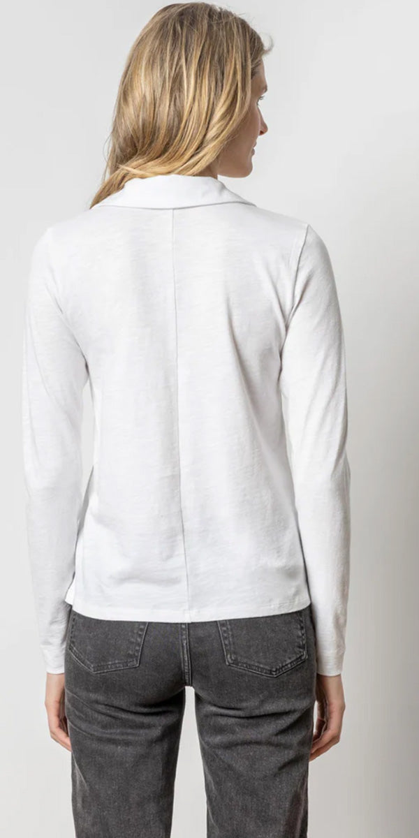 Lilla P Long Sleeve Collared V-Neck