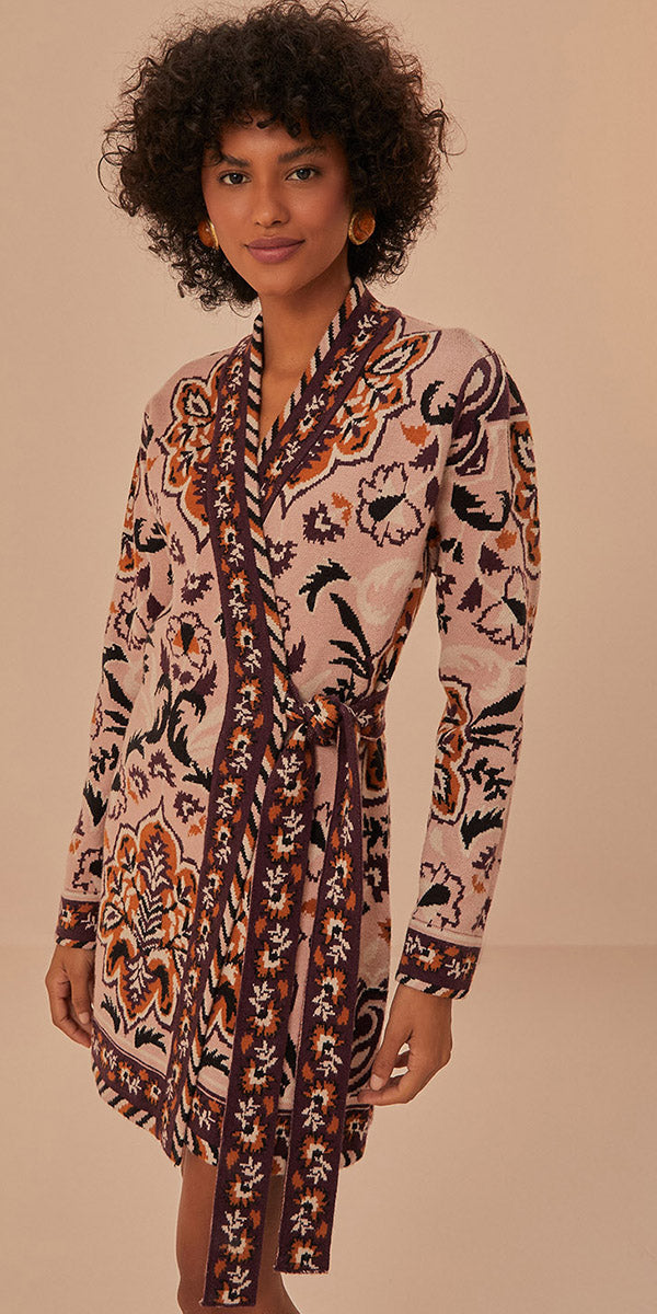 Farm Rio Glam Tapestry Wrap Dress